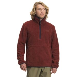 The North Face 1/4 Dunraven Sherpa Quarter Zip Fleece Pullover Large Rust Blue